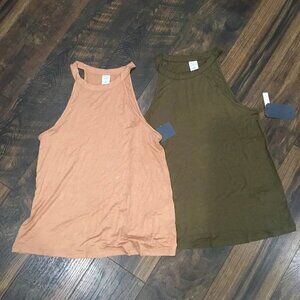 Melrose and Market Apricot and Khaki Tank Tops